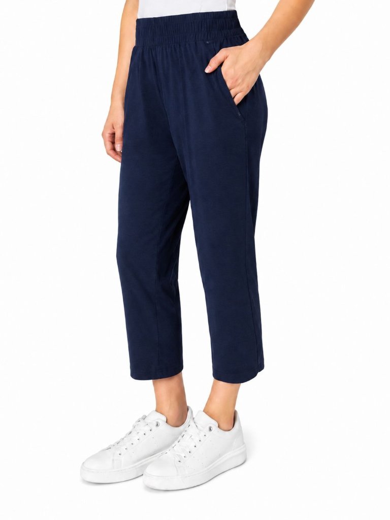Mondetta Womens Navy Cropped Pants With Elastic Waistband & 25" Inseam M